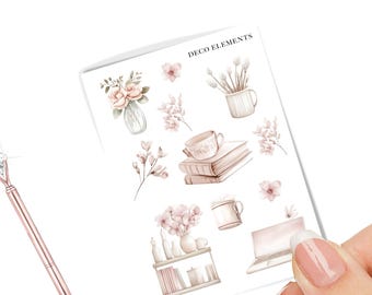Floral Deco Planner Stickers | Transparent Matte Sticker Sheet