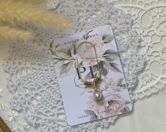 Fermacarte dorato a forma di sfera di perla / Ciondolo per planner Jumbo / Portapagina / Accessori per planner