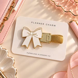 Bow Planner Pen Holder Clip | Gold Planner Accessory | Pen Loop Clip for A5 A6 Planner | Cute Stationery Gift