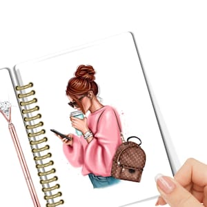 Coffee Girl Planner Dashboard | Laminated Divider, A5 A6, Handmade