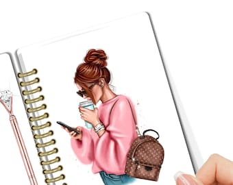 Coffee Girl Planner Dashboard | Laminated Divider, A5 A6, Handmade