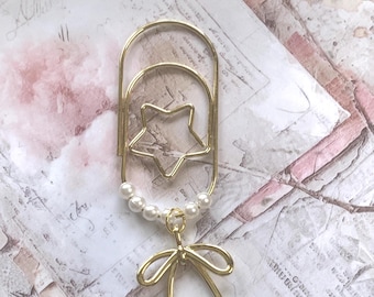 Star Gold Paper Clip | Jumbo Planner Charm | Page Holder | Planner Accessories | Page Saver | Bookmark