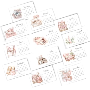 Tarjetas de calendario mensual 2025 / Tarjetas de calendario diario / Tarjetas de calendario minimalistas en miniatura / Tarjetas de diario / Tarjetas de diario