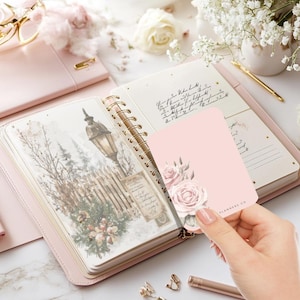Cartão de diário de planejador de rosas | Cartão de diário floral | Cartão de planejador motivacional | Marcador de livro | Marcador de página de planejador | Cartão de citação minimalista