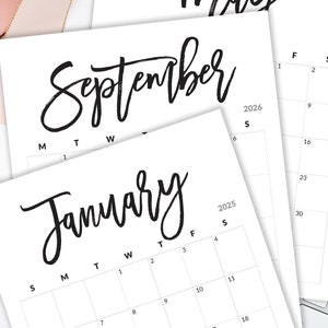 2025-2026 Calendar PRINTABLE Calendar 2025 Calendar For Desk Calendar Insert for Planner 2025 Monthly Calendar for Command Center Printables