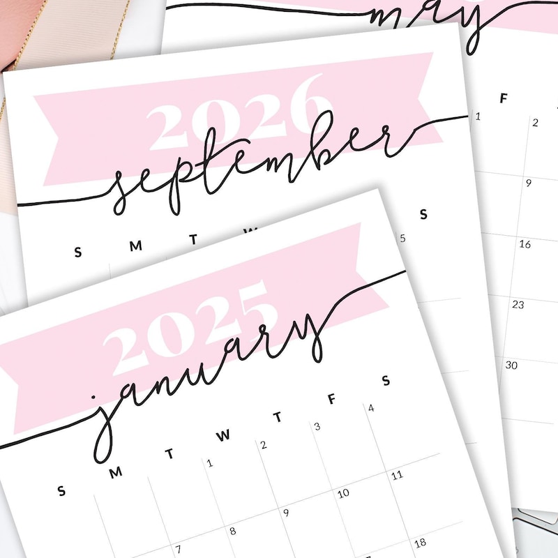 Pink 2025 Wall Calendar Etsy