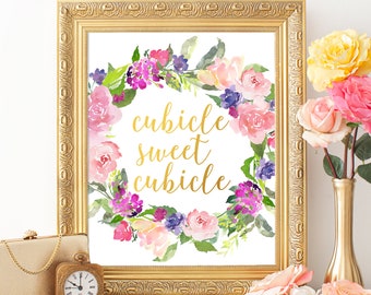 Cubicle Decor Cubicle Sweet Cubicle Sign PRINTABLE Office Decor Cubicle Wall Art Cubicle Decorations Cubicle Office Sign Floral Office Decor