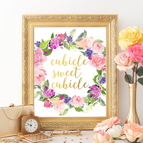 Cubicle Decor Cubicle Sweet Cubicle Sign PRINTABLE Office Decor Cubicle Wall Art Cubicle Decorations Cubicle Office Sign Floral Office Decor