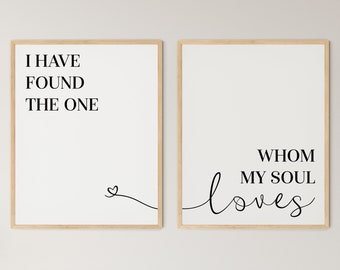 I Have Found The One Whom My Soul Loves Printable Quote Wall Art Print Digital Prints Love Print Couple Gift Wedding Decor Song of Solomon