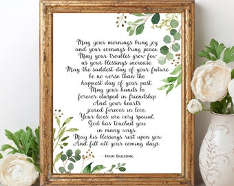 Irish Marriage Blessing  Printable Quote, May Your Mornings Bring Joy, Wedding Gift, St Patrick's Day Gift, Home Decoration Poster Print