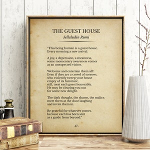 The Guest House Poem Print Jelaluddin Rumi Poem Printable Quote Poetry Wall Art Print Poem Decor House Decor Digital Prints Instant Download