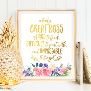 Boss Gift for Boss Appreciation A Truly Great Boss Is Hard To Find PRINTABLE Office Decor Retirement Gifts for Boss Going Away Gift for Boss