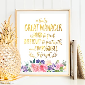 Manager Gift A Truly Great Manager PRINTABLE QUOTE Manager Appreciation Manager Retirement Gift Manager Going Away Gift Manager Gift for Her