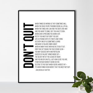 Don’t Quit Poem Print, Printable Quote Poster Wall Art, Poetry Wall Art, Inspirational Quote Poetry Wall Art, Famous Quotes Minimalist Decor