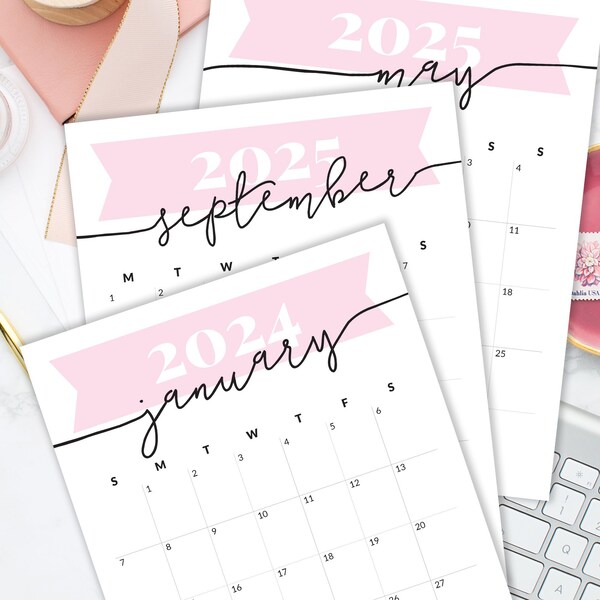 2024 2025 Calendar Printable Calendar 2024 Calendar for Desk Calendar