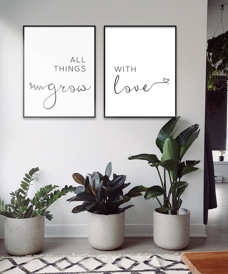 All Things Grow With Love Love Quote Printable Diptych Set - Etsy