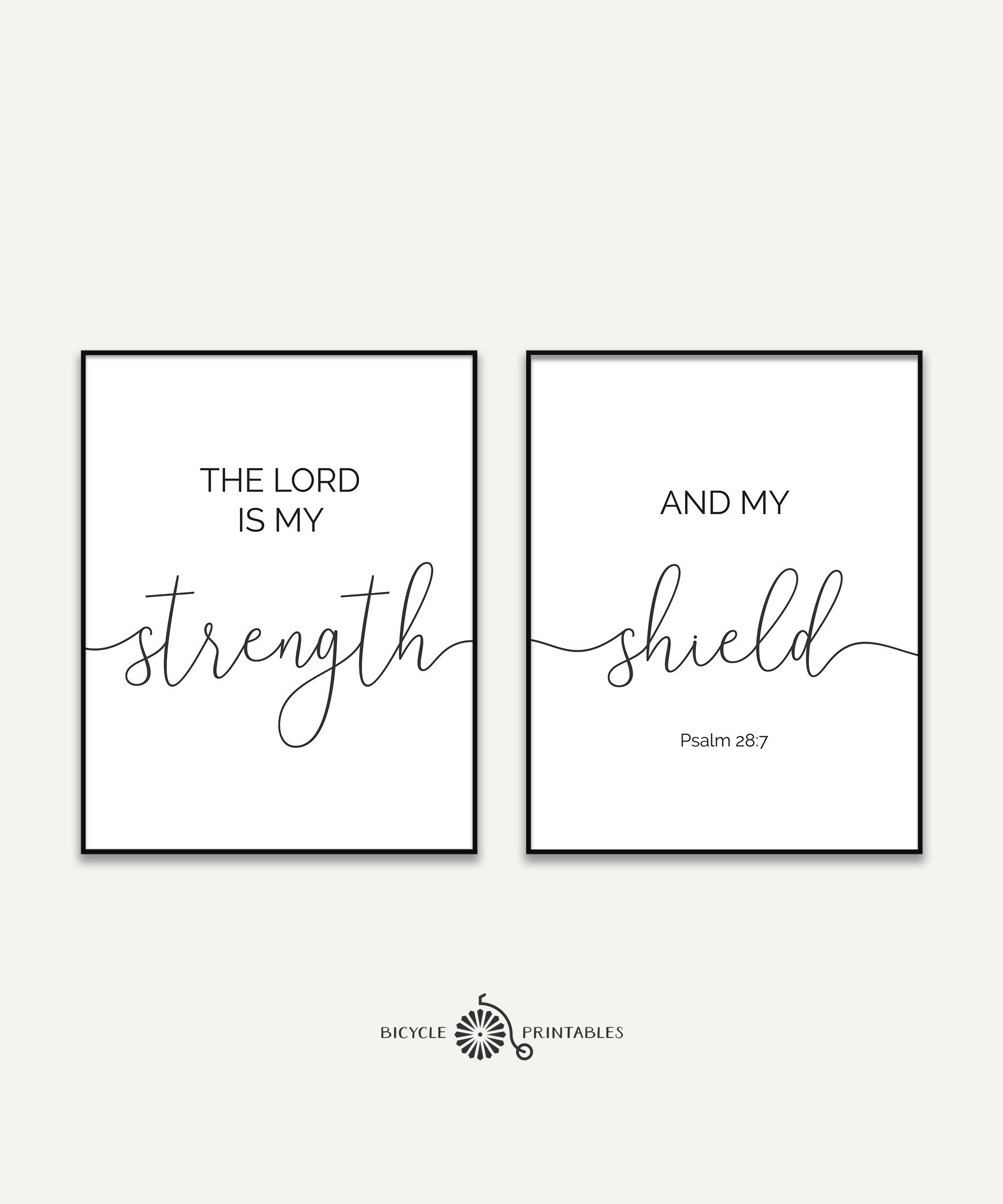 The Lord is My Strength and My Shield Psalm 28 7 Scripture - Etsy