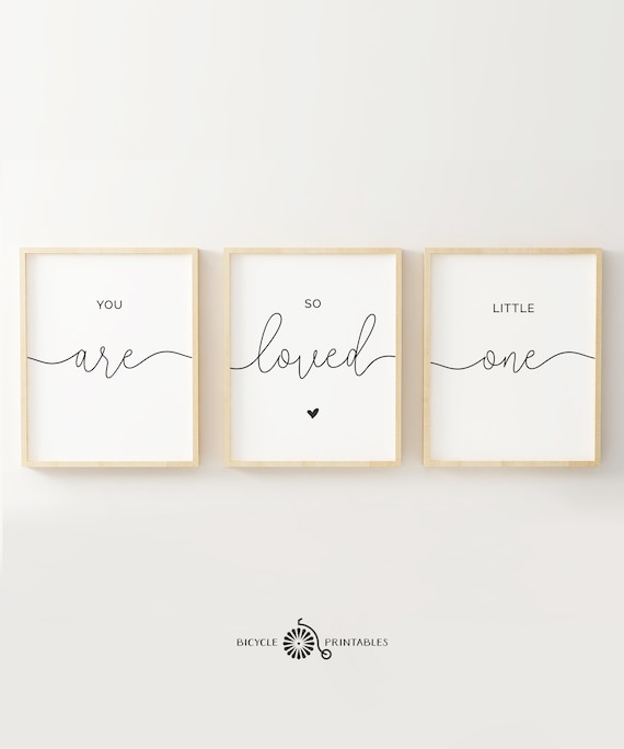 You are so loved, little one – Nursery Printable Quote, Printable Poster Set of 3 Pieces, Baby Decor Wall Art, Parents Love, Nursery Sign