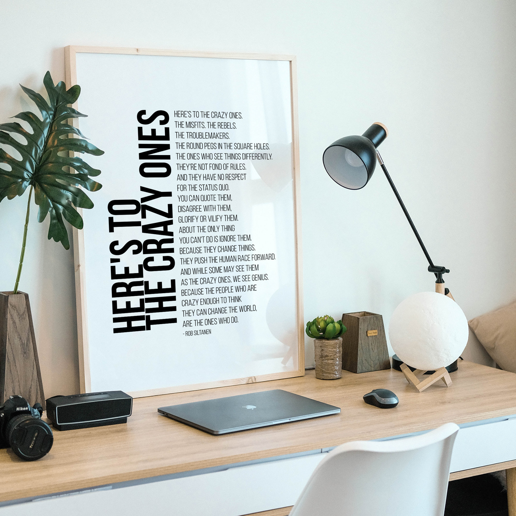 Here is to the Crazy Ones Quote Print, Inspirational Quote Poster