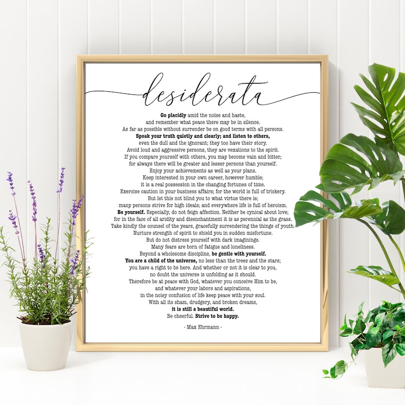 Desiderata Print Desiderata Poem Poster Decor Printable Wall Etsy