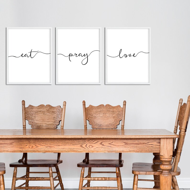 Eat Pray Love Print Funny Quote Home Wall Art Kitchen Decor Etsy