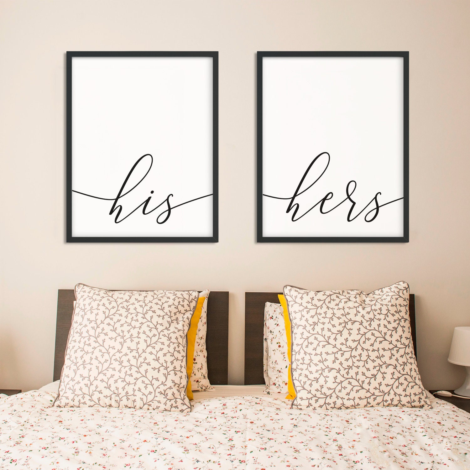 His Hers Print Set of 2 Printable Set Bedroom Decor Above Bed - Etsy