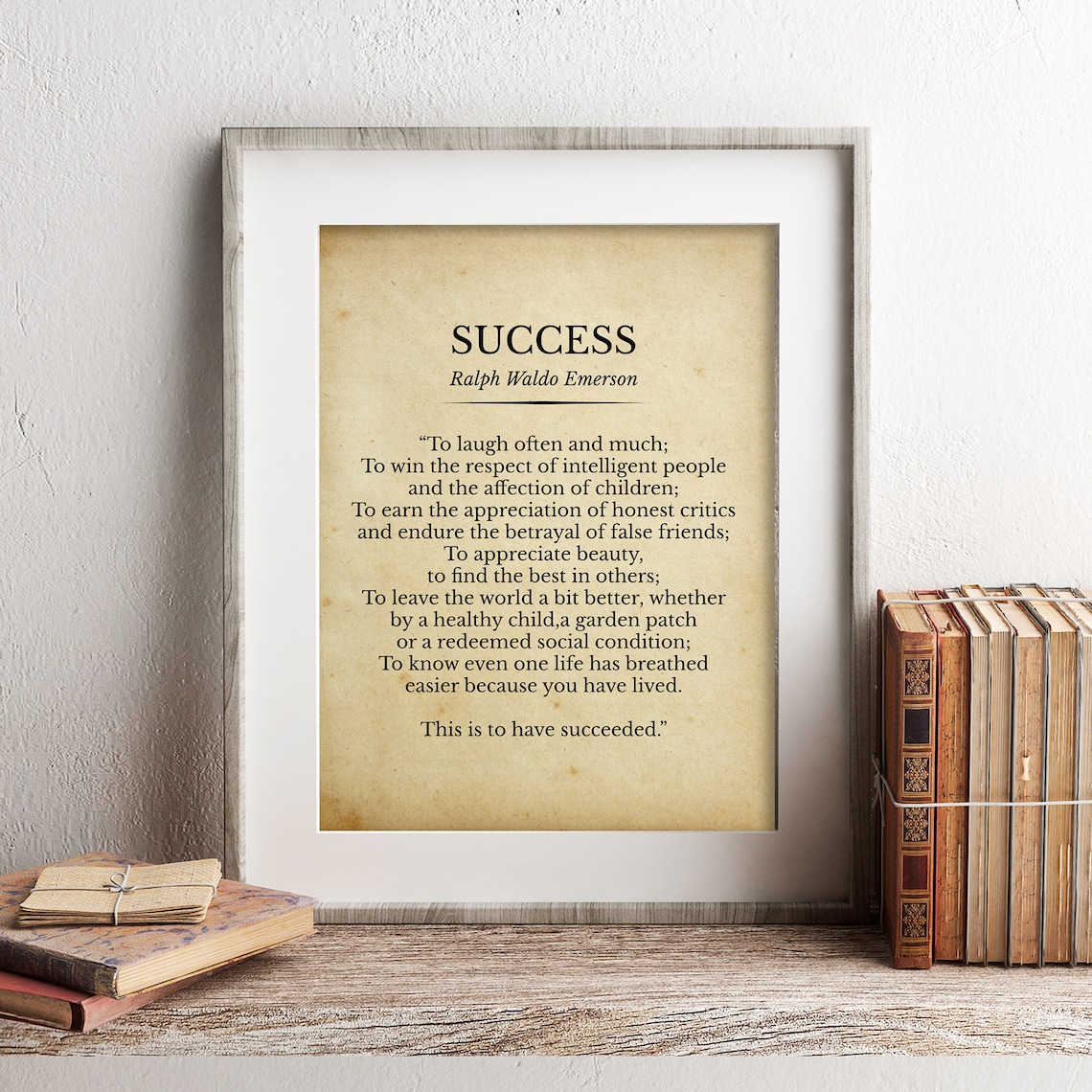 Success Ralph Waldo Emerson Poem Print Decor Inspirational | Etsy