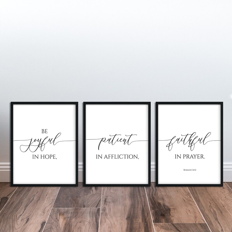 Bible Quote Wall Art Set of 3 Printable Posters Be Joyful in Etsy
