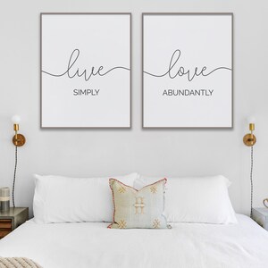 Live Simply, Love Abundantly Inspirational Quote Set of 2 Prints, Motivational Decor Positive ...