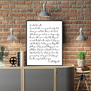 Scott Fitzgerald Poem Print for What It's Worth Quote Print Poetry ...