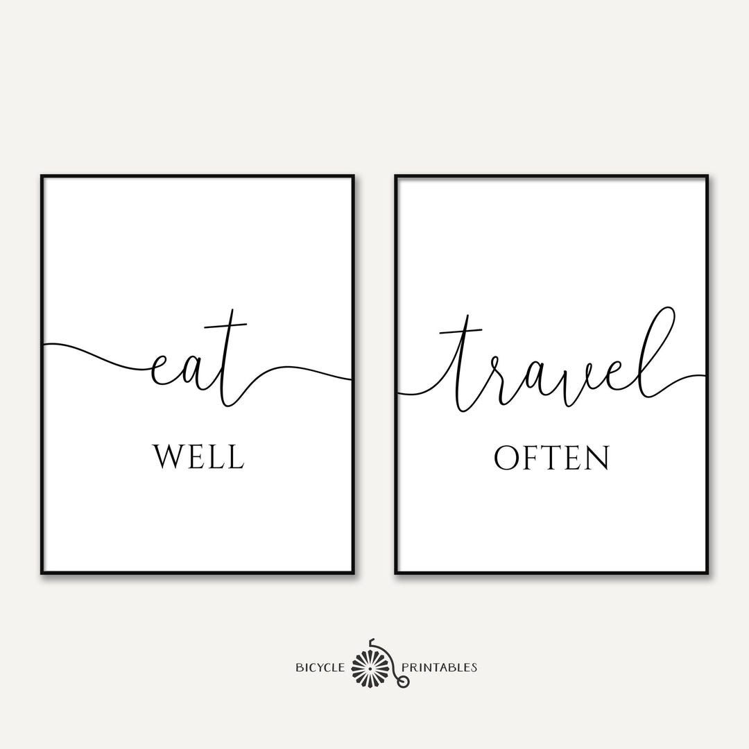Eat Well Travel Often Print, Set of 2 Prints, Inspirational Quote ...