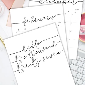 Printable Calendar 2026-2027 Calendar for Frame Planner Calendar Planner Insert Calendar Refills Minimalist Calendar PDF Monthly Calendar image 3