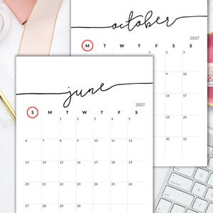 Printable Calendar 2026-2027 Calendar for Frame Planner Calendar Planner Insert Calendar Refills Minimalist Calendar PDF Monthly Calendar image 2