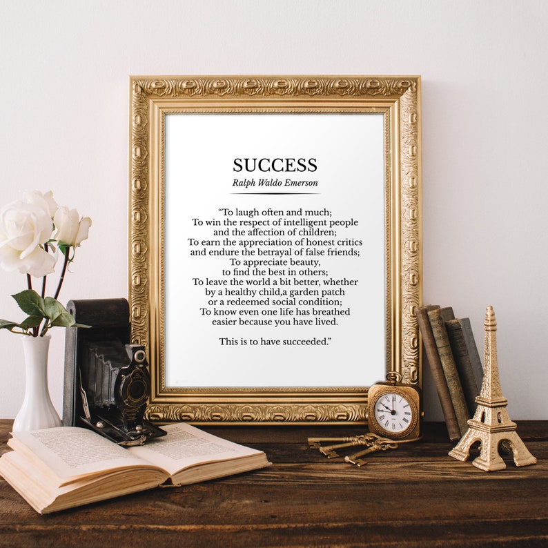 Success Ralph Waldo Emerson Poem Print Decor Inspirational Printable ...