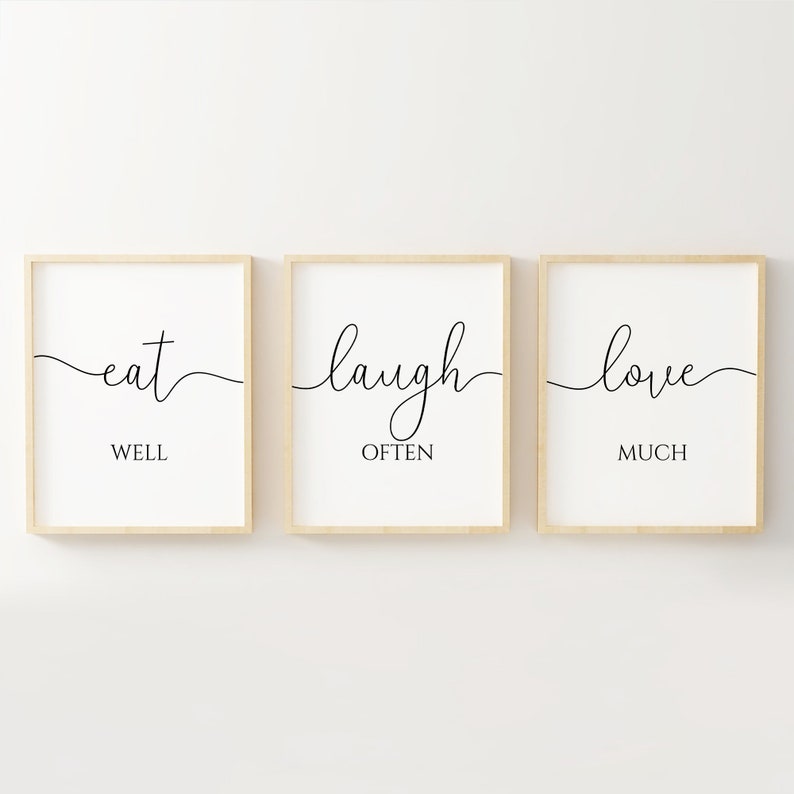 Eat Well Laugh Often Love Much Quote Print Set of 3 Prints Etsy