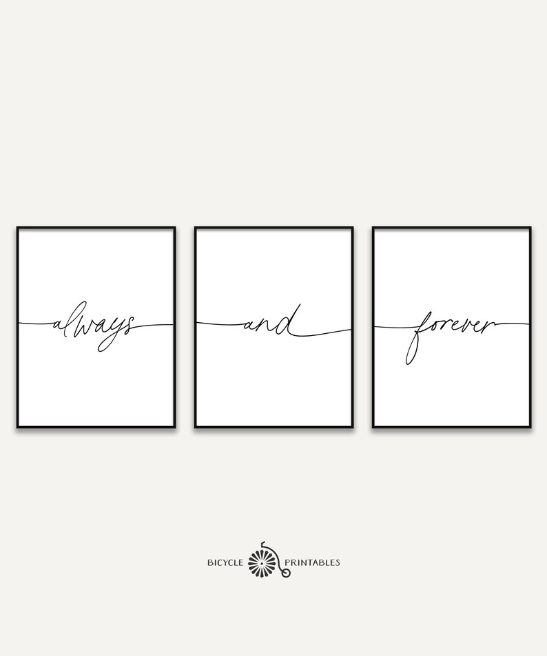 Always and Forever Love Quote Printable Poster Set of 3 | Etsy