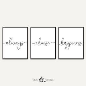 Always Choose Happiness Motivational Quote Printable Poster Set of 3 ...