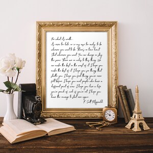 Scott Fitzgerald Poem Print for What It's Worth Quote Print Poetry ...