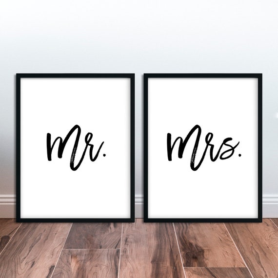 Mr Mrs Printable Quote Set Of 2 Bedroom Decor Above Bed Quote Wall Art Print Couple Gift Funny Decor Modern Minimalist Art Digital Download