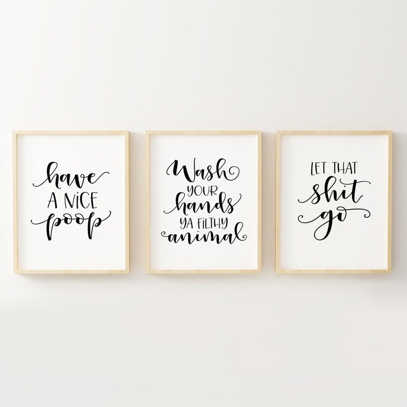 Bathroom Set of 3 Printable Posters Have a Nice Poop Wash Your | Etsy