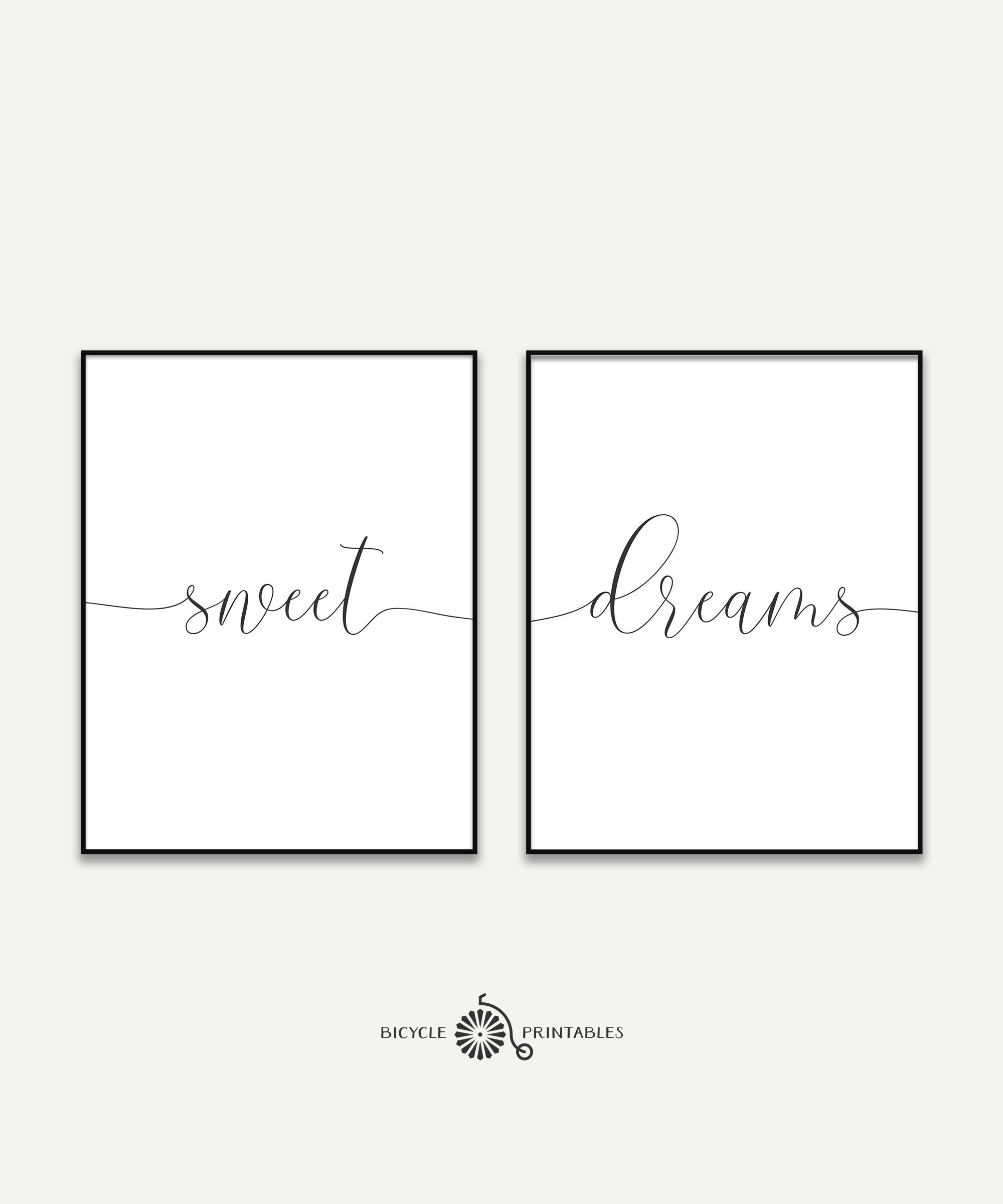 Sweet Dreams Bedroom Quote Printable Poster Set of 2 Pieces Etsy