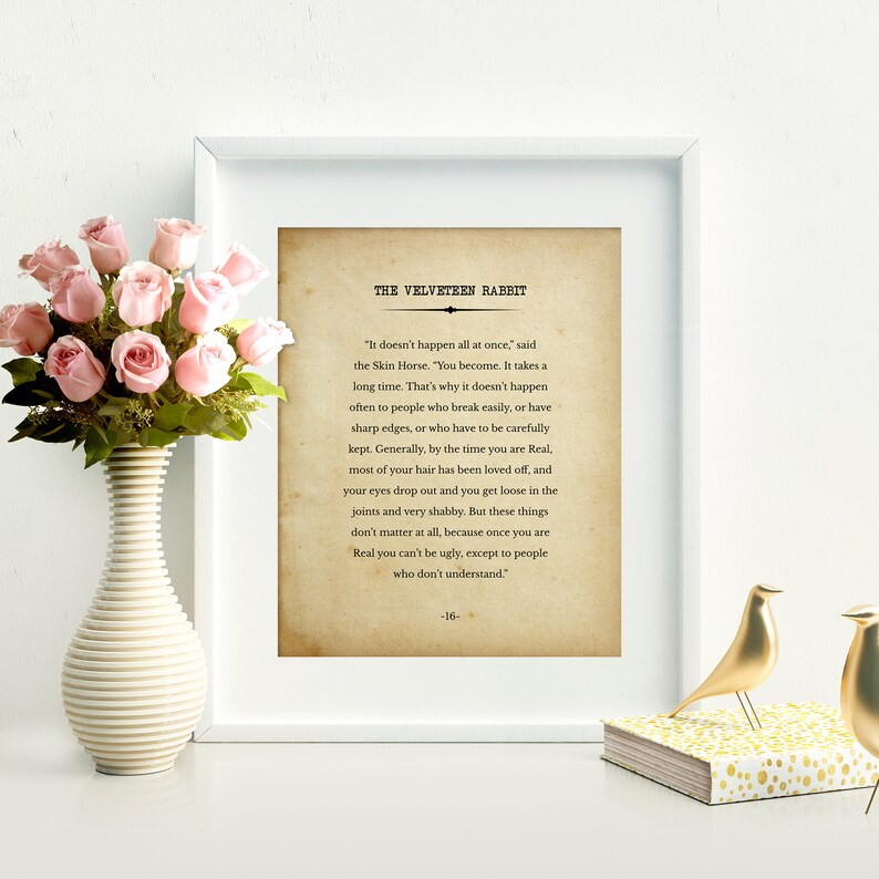 the velveteen rabbit print rabbit quote children bedroom etsy