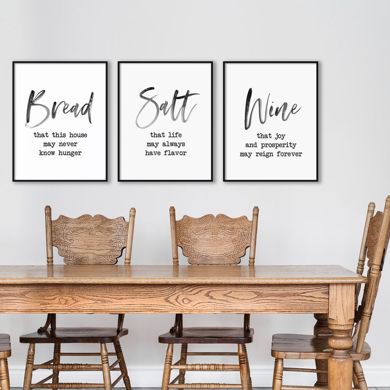 Home Blessing Bread Salt Wine Printable Quote Poster Bundle Modern Home - Etsy
