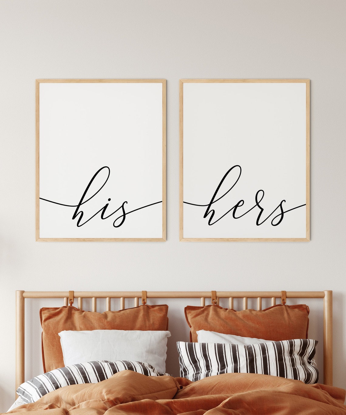 His Hers Print Set of 2 Printable Set Bedroom Decor Above Bed | Etsy