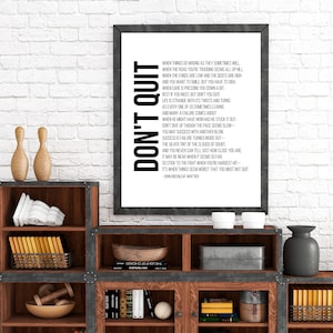 Don’t Quit Poem Print, Printable Quote Poster Wall Art, Poetry Wall Art ...