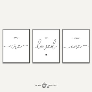 Je bent zo geliefd, kleintje - Nursery Printable Quote, Afdrukbare Poster Set van 3 stukken, Baby Decor Wall Art, Ouders Liefde, Nursery Sign afbeelding 3