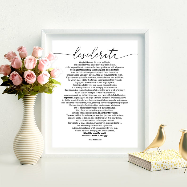 Desiderata Print Desiderata Poem Poster Decor Printable Wall Etsy Canada