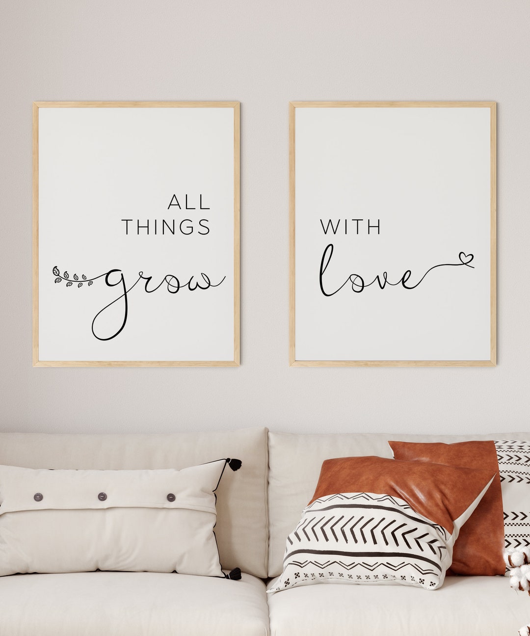 All Things Grow With Love Love Quote Printable Diptych Set - Etsy