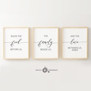 Bless the food before us the family beside us and the love between us Amen, Printable Quote, Kitchen Wall Art Print Set, Sitting Room Decor
