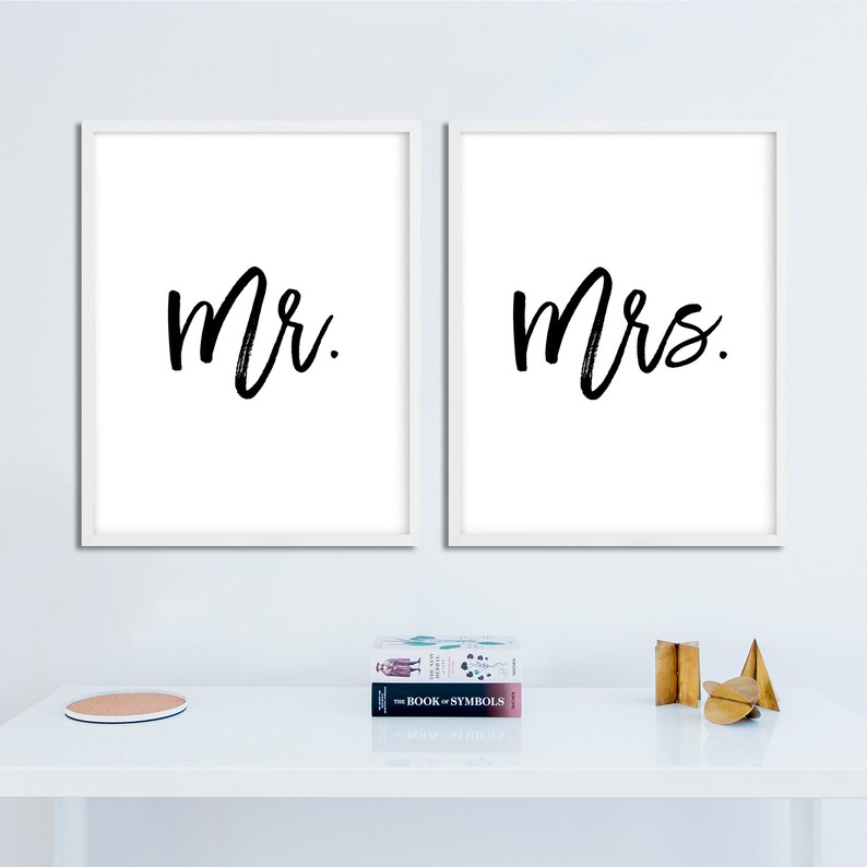 Mr Mrs Printable Quote Set de 2 dormitorios decoración por - Etsy España
